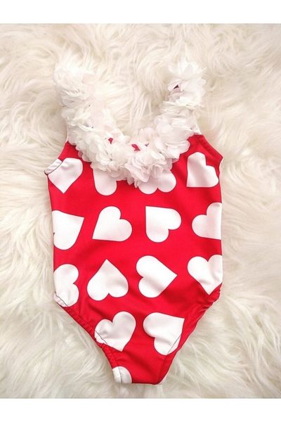 BEBEĞİME ÇORAP Girl's Swimsuit - Collar with Flower Detail