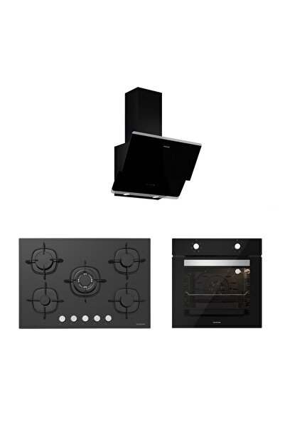 Silverline 3'lü Siyah Cam Ankastre Set (3490 OSLO 60 SİYAH CS5365B01 BO6501B01)