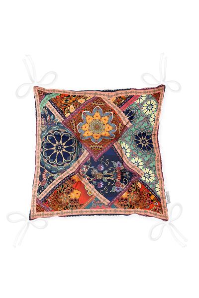 Nish & Royal Etnik Motifli Dijital Baskılı Modern Pofidik Sandalye Minderi