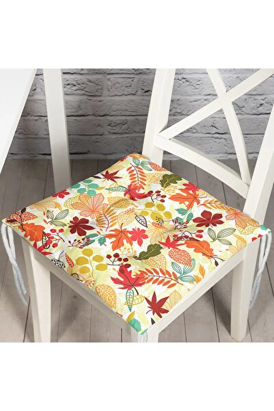 Nish & Royal Autumn Leaves Themed Digital Printed Modern Fluffy Chair Cushion