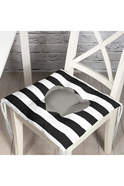 Nish & Royal Modern Heart Patterned Digital Printed Decorative Fluffy Chair C...