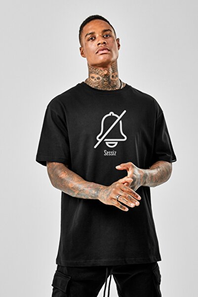 Pasage Μαύρο μπλουζάκι Azurco Oversize Silent Printed