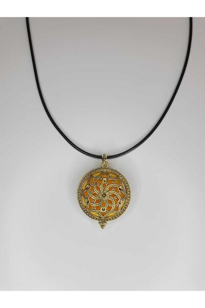 Gülbeşeker Tasarım Çiçek Motifli Bakır Renkli Kolye