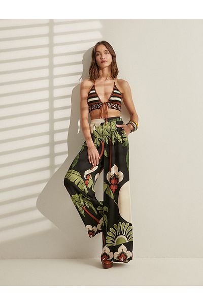 Koton Melis Ağazat X - Patterned Wide Leg Trousers
