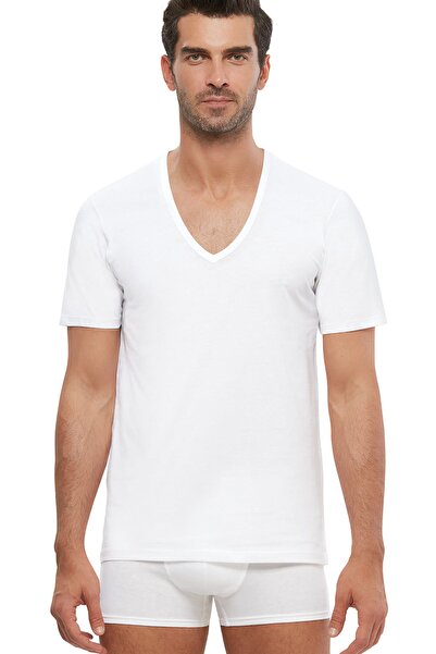 Kom Enrico V-Neck Cotton 2-Piece Men's T-Shirt White