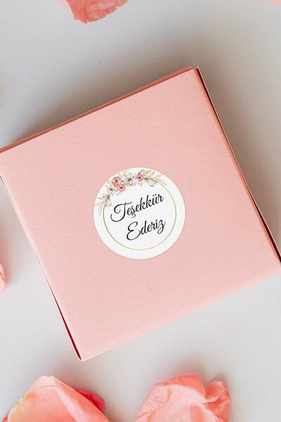 Özer Store Ambalaj rotund adeziv pentru produse cu mulțumiri florale, autocolant pentru etichetă de pachet