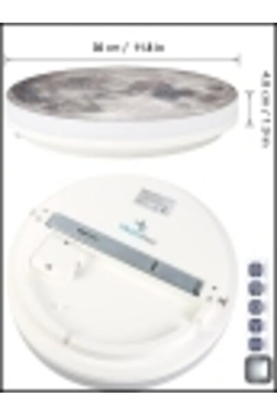 Gökyüzü Panel Moon Art, Modern Aplik, 30cm Çap,led 25watt, Led Duvar Aplikleri, Yatak Odası Aplik,yatak Başı Aplik