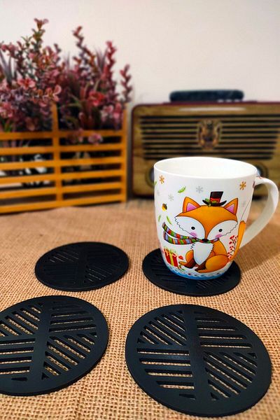 HTS TASARIM Modern Wooden Coasters 6 Pieces 3 mm MDF