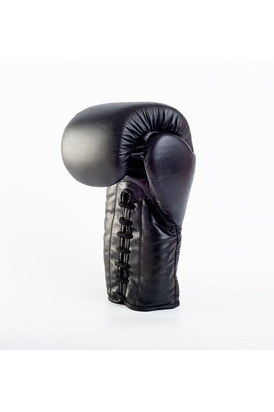 Conquer Black Laced Edition Pro Fight Premium Leather Boxing Gloves
