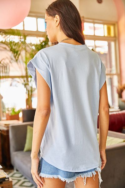 Olalook Dámské Baby Blue Tričko Bat Tričko do podpaží TSH-19000330