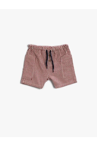 Koton Striped Shorts with Pockets Button Detail Tied Waist