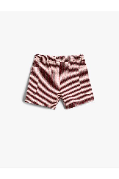 Koton Striped Shorts with Pockets Button Detail Tied Waist