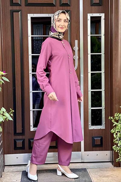 SGS Σετ με ριγέ διπλό κοστούμι Dusty Rose Fashion - με κουμπιά