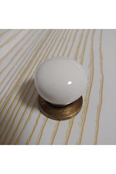 Tomurcuk 3005 Düğme Porselen Kulp Beyaz