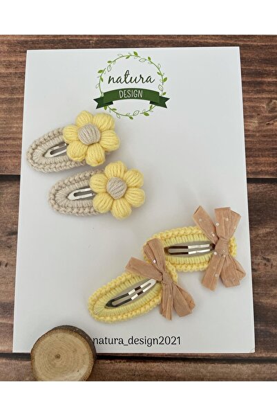NATURA DESİGN Set de 4 catarame tricotate Daisy Bow