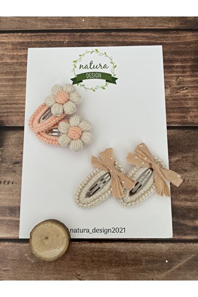 NATURA DESİGN 4-dijelni pleteni set kopči sa kopčama, tratinčica i mašna