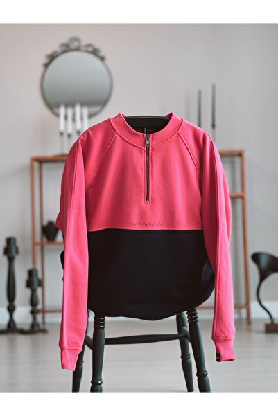 Yarım Fermuar Organik Pamuk 3 Iplik Oversize Sweatshirt