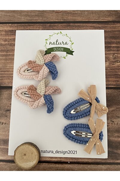 NATURA DESİGN Комплект от 4 брокани закопчалки с вятърна роза и панделка