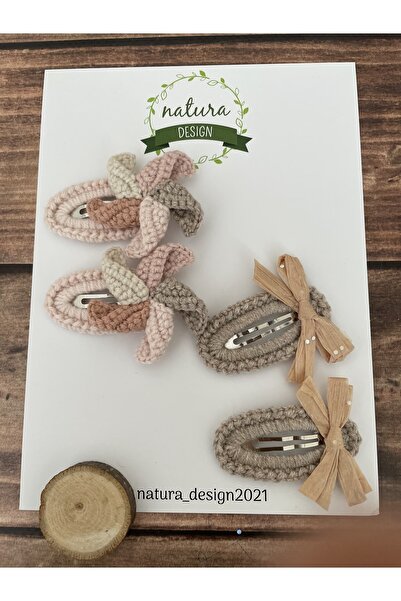 NATURA DESİGN Комплект от 4 брокани закопчалки с вятърна роза и панделка