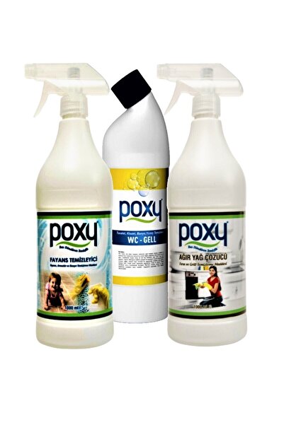 Poxy Fayans Derz Temizleyici1 Lt & Ağır Yağ Çözücü 1 Lt & Wc Jell 1 Lt