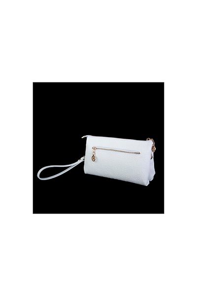 By Hakan Byhakan Nas Bag-1055 Geantă de mână și crossbody pentru femei cu relief alb