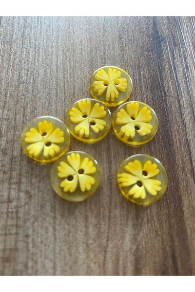 Öztürk Transparent Rosebud Patterned Baby Button. 1.5cm 6 Pack