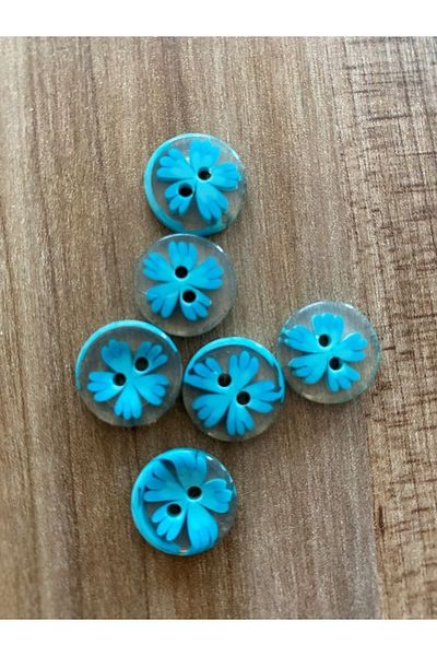 Öztürk Transparent Rosebud Patterned Baby Button. 1.5cm 6 Pack