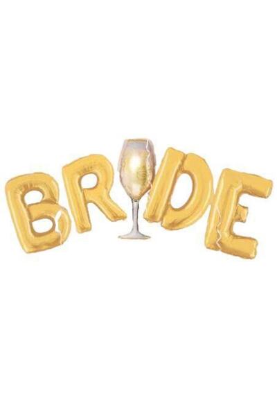 Happyland Kadeh Şarap Folyo Detaylı Bride To Be Bekarlığa Veda Gold Folyo Bal...