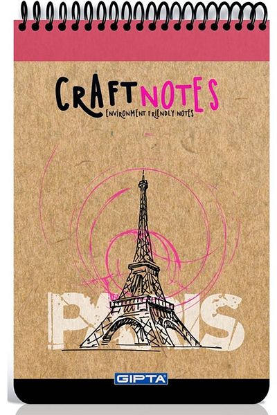 Gıpta Bloc de note cu linii A/5 cu spirală cu copertă rigidă Craftnote