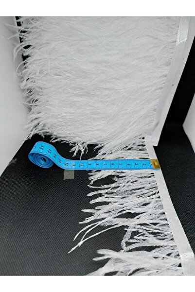 Yeni Moda Boncuk & Tuhafiye شريط ريش الجمل الأبيض بطول 1 متر