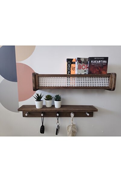 glb decor wood hand made Ceviz Hazeranlı Ahşap Raf & Ahşap Askılı Raf Ikili R...