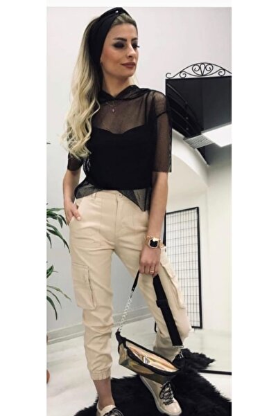 Hepsibitarz Kadın Krem Bej Kargo Mom Jeans Orjinal Ithal Denim Kot Bayan Pant...