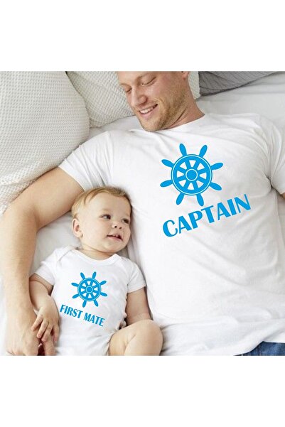 venüsdijital Captaın Design Dad Son T-Shirt Zıbın (Προσθήκη 2 τεμαχίων στο καλάθι για να συνδυάσετε ένα προϊόν)
