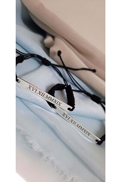 Redstone Store Roman Rakamlı Tarihli Gümüş Çift Makrome Bileklik