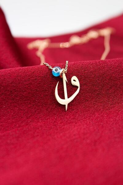 Redstone Store 925 Ayar Gümüş Rose Elif Vav Nazar Boncuklu Kolye