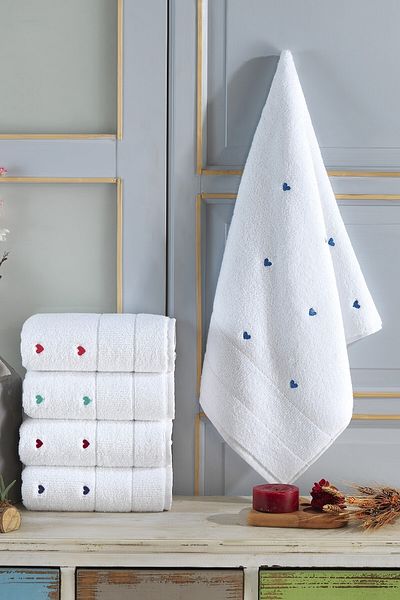 Mariva home Elif Blue Heart Embroidered 50*90 1 Piece Towel