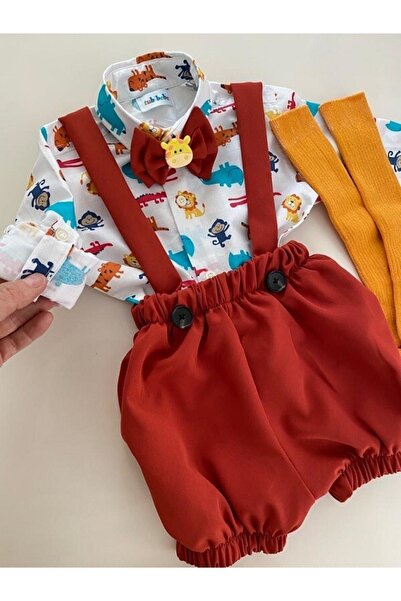 tubibebe Shirt Excluded.tile Safari Salopet Suit (SALOPET BOW TIE AND SOCKS - SHIRT EXCLUDED.)