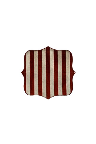 Golden Table Home Velvet Kiremit Rengi Krem Çizgili Kadife Supla 4'lü Set