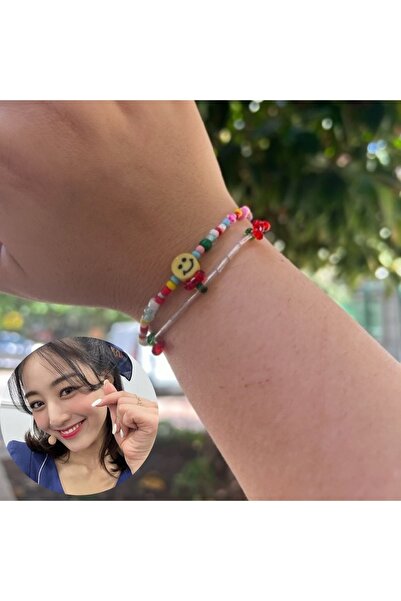 Kpop Dünyasi Twıce '' Jihyo '' Kiraz Bileklik Seti
