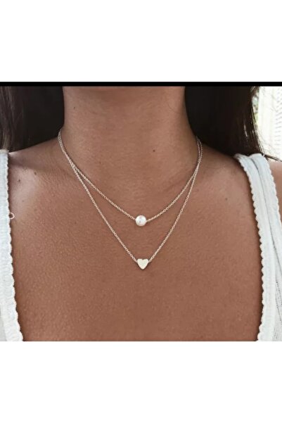 Everglow Jewelry Minimal Kalp Kolye Ve Inci Kolye