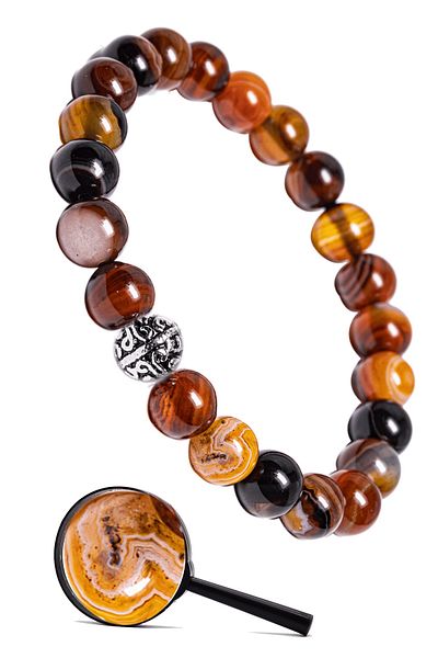 Tesbih Atölyesi Certified Karnelyan Karneol Bracelet with Silver Apparatus - Agate Stone Detail