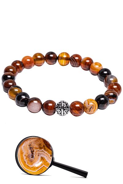 Tesbih Atölyesi Certified Karnelyan Karneol Bracelet with Silver Apparatus - Agate Stone Detail