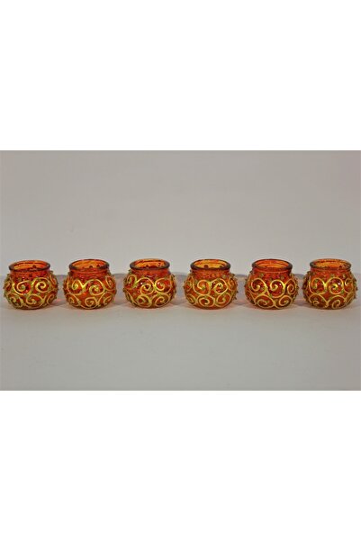 DOĞA HEDİYELİK HOME Cam Mumluk Tealight Vitray Desen 6cm Çap 5cm Yükseklik,6 ...