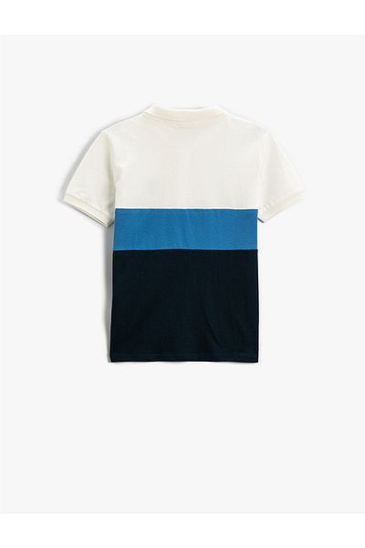 Koton T-Shirt mit Polokragen und kurzen Ärmeln aus bestickter Baumwolle