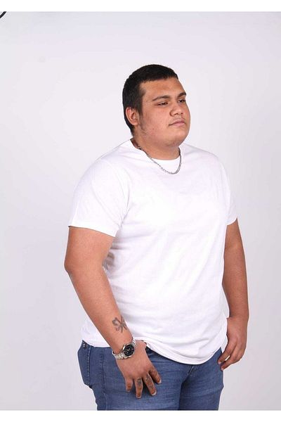 Ekis Konfeksiyon Ανδρικό λευκό μπλουζάκι Plus Size