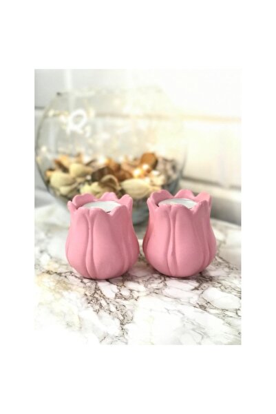 Genel Markalar Mumluk Tealight 2'li Set Pembe Lale Ps3978