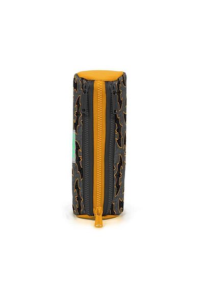 Coral High 22021 Three Compartment Bat Patterned Pencil Bag Grey-black