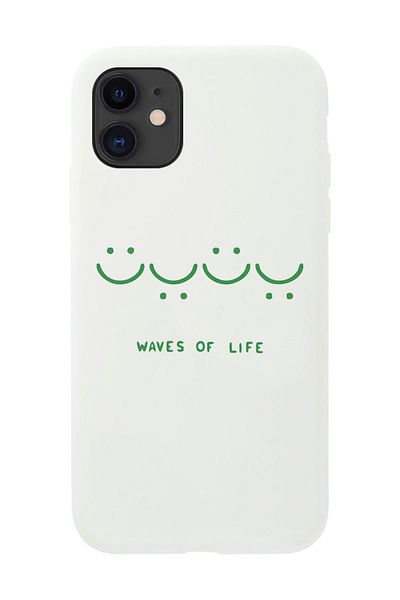 shoptocase حافظة هاتف إطلاق بيضاء متوافقة مع هاتف Iphone 11 مع تصميم Waves Life