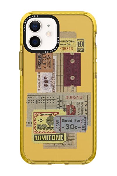 shoptocase Iphone 12 Uyumlu Hardal Impact Pul Bilet Tasarımlı Telefon Kılıfı