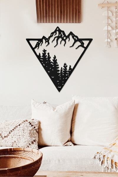 AHWALL Tablou decorativ din lemn cu tematică siluetă de munte